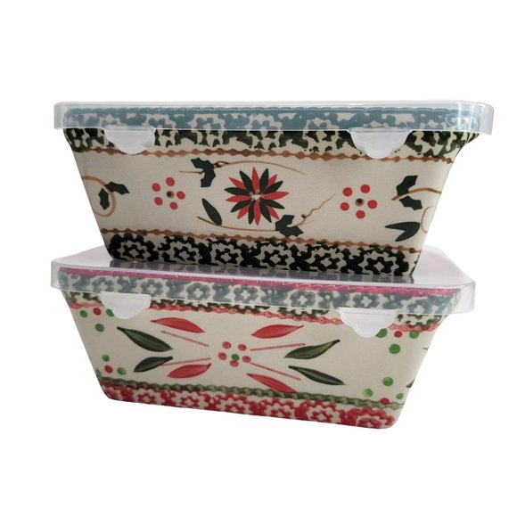 Temptations Holiday Baking Dishes Set 12 Oz Lidded by Tara PD22 - Picture 4 of 10